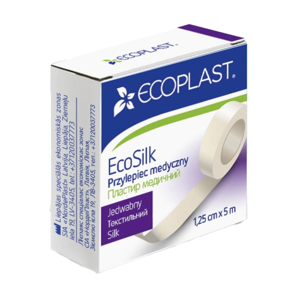 Пластир медичний Ecoplast EcoSilk текстильний, 1.25 см*5 м